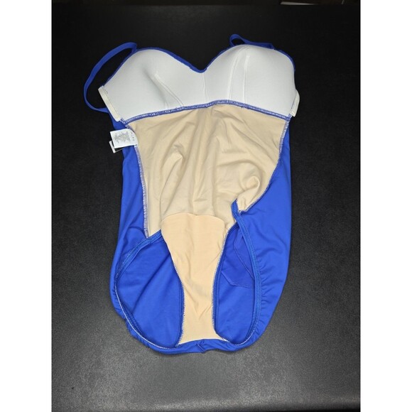 Miraclesuit Women’s One Piece Swimsuit Blue Tank Ruched Padded Size 12 Slimming - Picture 5 of 9